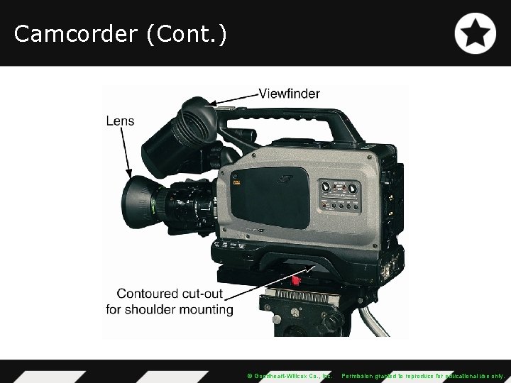 Camcorder (Cont. ) © Goodheart-Willcox Co. , Inc. Permission granted to reproduce for educational