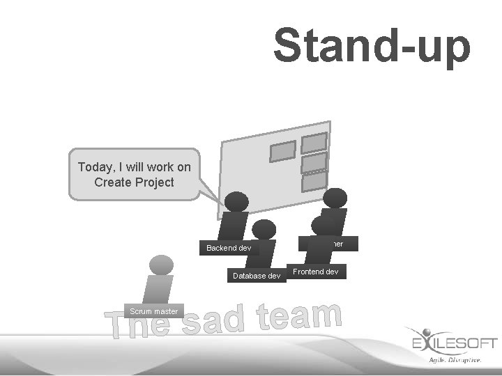 Stand-up Today, I will work on Create Project Backend dev Database dev Designer Frontend