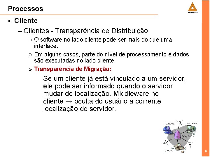 Processos § Cliente – Clientes - Transparência de Distribuição » O software no lado
