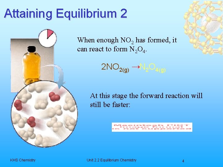 Attaining Equilibrium 2 When enough NO 2 has formed, it can react to form