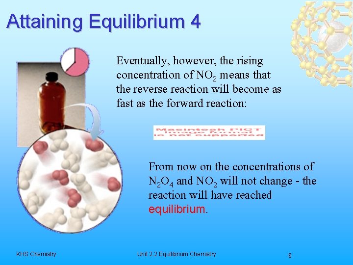 Attaining Equilibrium 4 Eventually, however, the rising concentration of NO 2 means that the