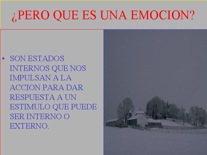 ¿PERO QUE ES UNA EMOCION? • SON ESTADOS INTERNOS QUE NOS IMPULSAN A LA