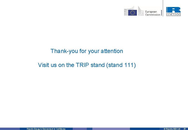 Thank-you for your attention Visit us on the TRIP stand (stand 111) Ricardo Energy