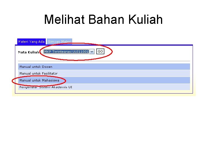 Melihat Bahan Kuliah 