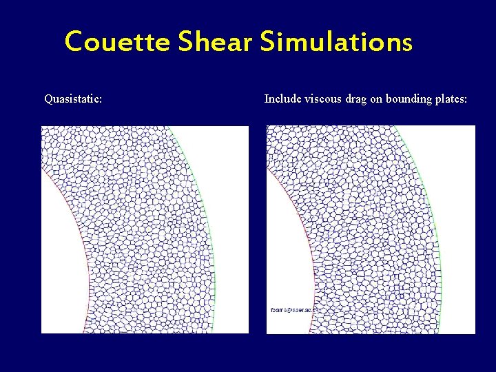 Couette Shear Simulations Quasistatic: Include viscous drag on bounding plates: 