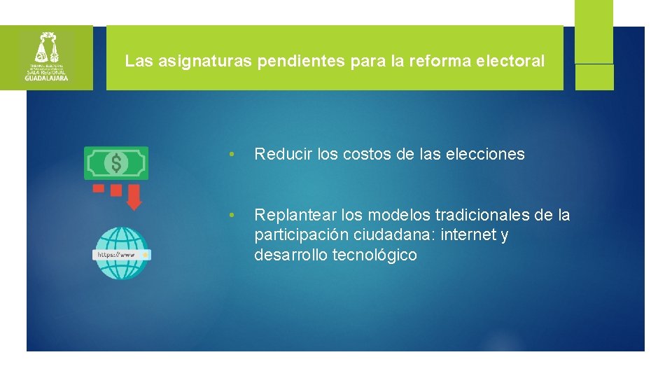 Las asignaturas pendientes para la reforma electoral • Reducir los costos de las elecciones