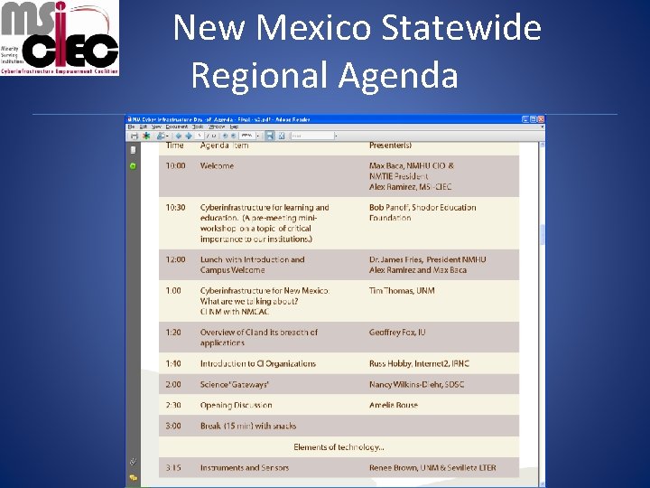 New Mexico Statewide Regional Agenda 