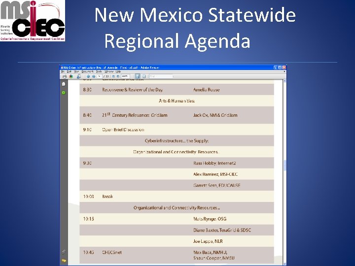 New Mexico Statewide Regional Agenda 
