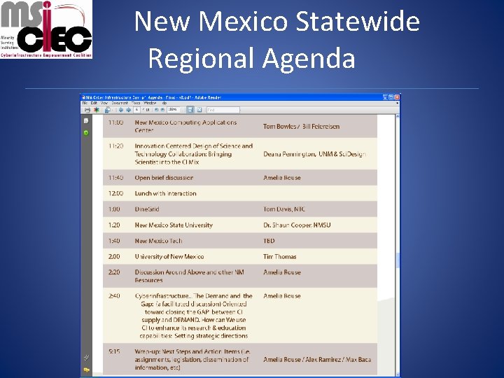 New Mexico Statewide Regional Agenda 