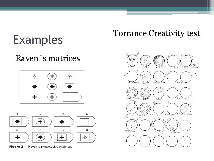 Examples Raven´s matrices Torrance Creativity test 