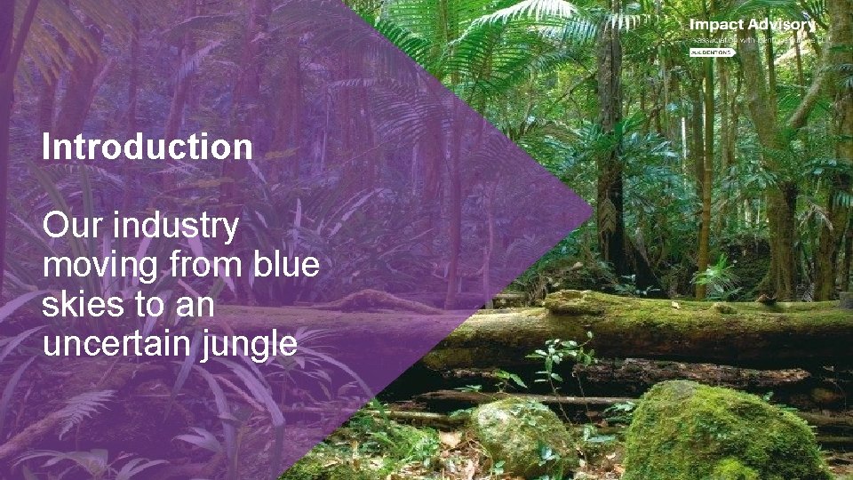 Introduction Our industry moving from blue skies to an uncertain jungle 