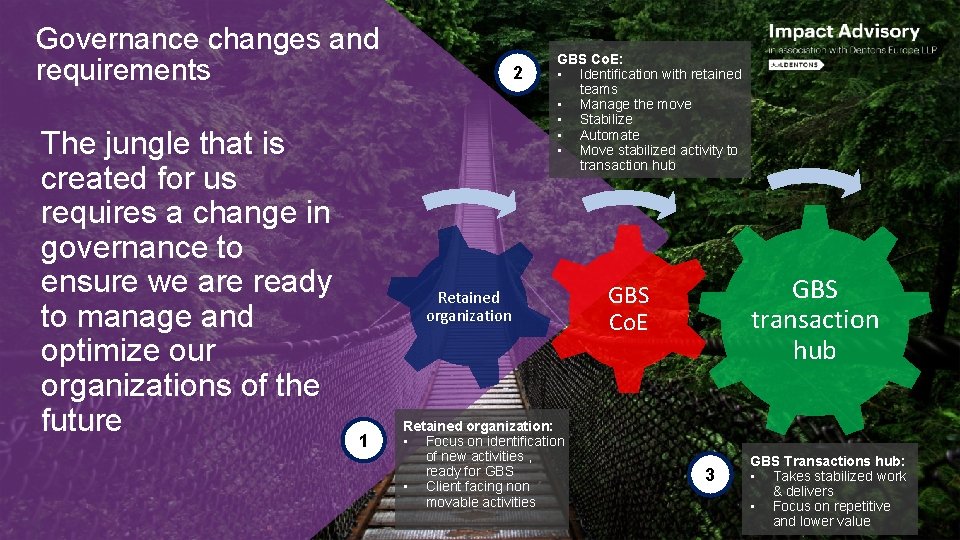 Governance changes and requirements The jungle that is created for us requires a change