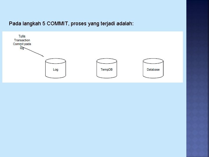 Pada langkah 5 COMMIT, proses yang terjadi adalah: 