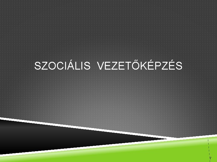 SZOCIÁLIS VEZETŐKÉPZÉS 7 