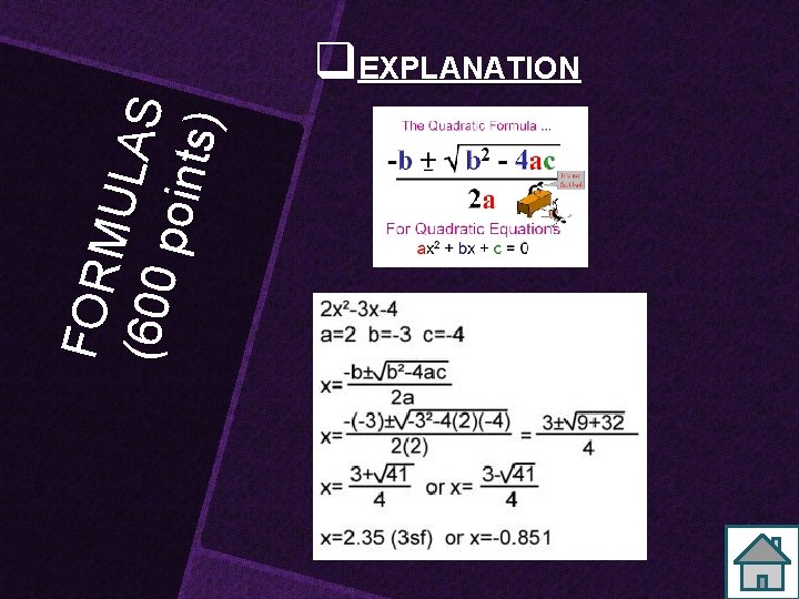 F OR M UL AS (60 0 p oin ts ) q. EXPLANATION 