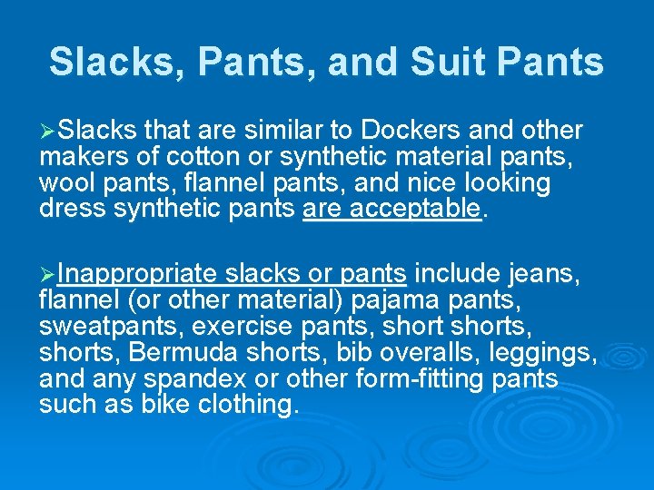 Slacks, Pants, and Suit Pants ØSlacks that are similar to Dockers and other makers