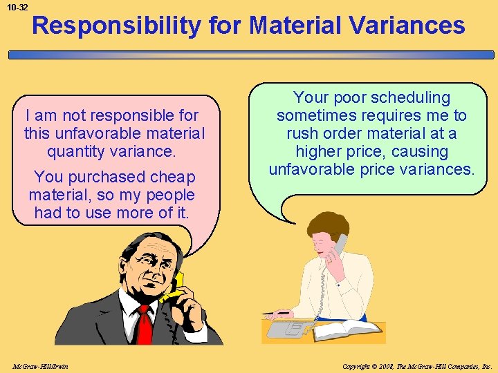 10 -32 Responsibility for Material Variances I am not responsible for this unfavorable material
