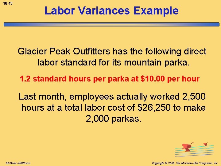 10 -43 Labor Variances Example Glacier Peak Outfitters has the following direct labor standard