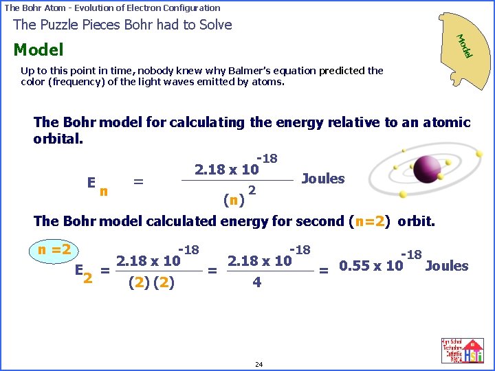 The Bohr Atom - Evolution of Electron Configuration The Puzzle Pieces Bohr had to