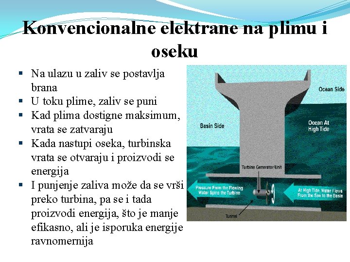 Konvencionalne elektrane na plimu i oseku § Na ulazu u zaliv se postavlja brana