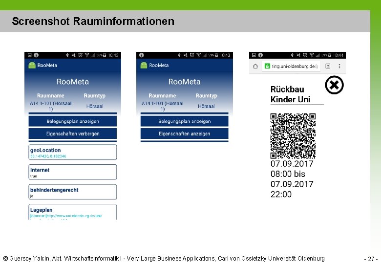 Screenshot Rauminformationen © Guersoy Yalcin, Abt. Wirtschaftsinformatik I - Very Large Business Applications, Carl