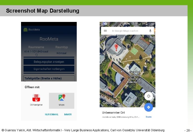 Screenshot Map Darstellung © Guersoy Yalcin, Abt. Wirtschaftsinformatik I - Very Large Business Applications,