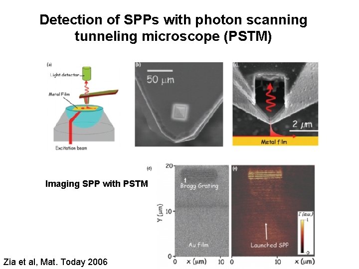 Detection of SPPs with photon scanning tunneling microscope (PSTM) Imaging SPP with PSTM Zia