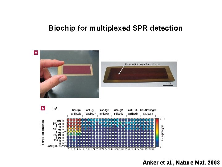 Biochip for multiplexed SPR detection Anker et al. , Nature Mat. 2008 
