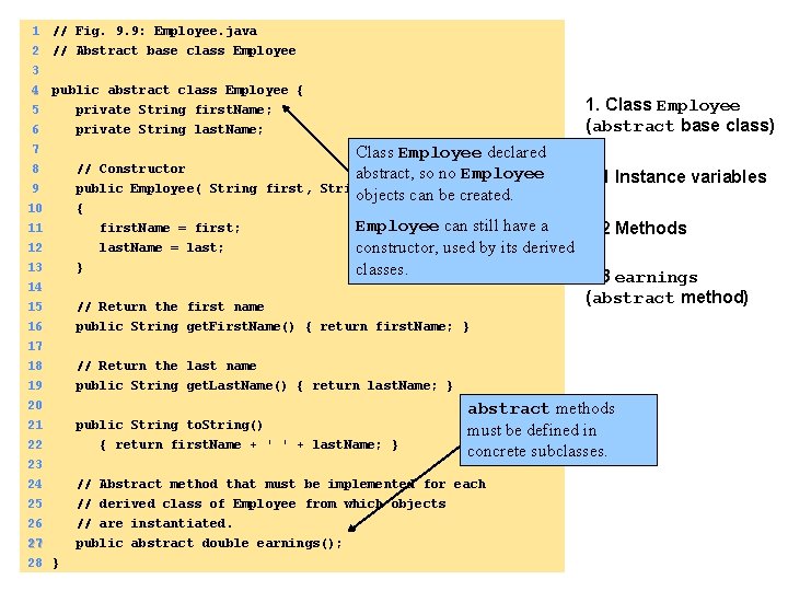 1 2 // Fig. 9. 9: Employee. java // Abstract base class Employee 3