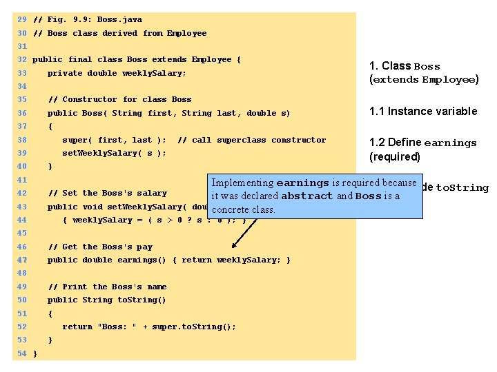 29 // Fig. 9. 9: Boss. java 30 // Boss class derived from Employee