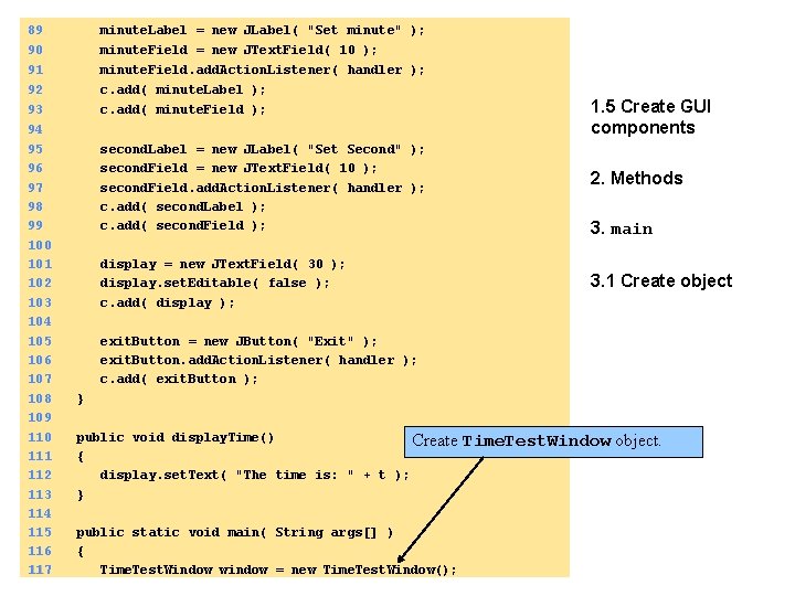89 minute. Label = new JLabel( "Set minute" ); 90 minute. Field = new