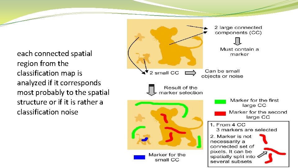 each connected spatial region from the classification map is analyzed if it corresponds most each connected spatial region from the classification map is analyzed if it corresponds most