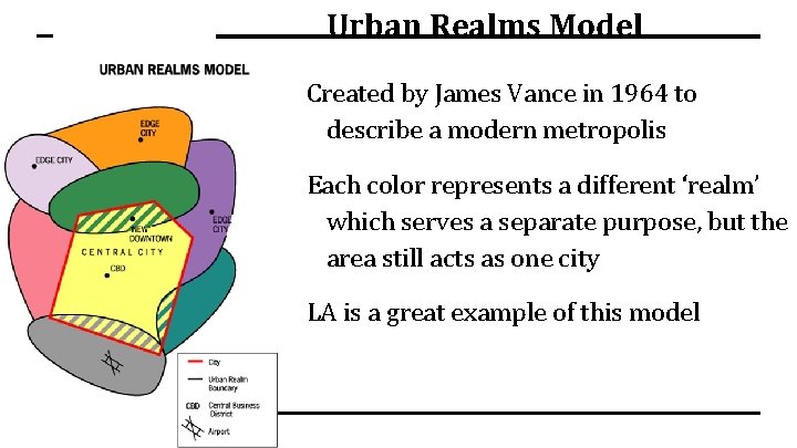 Urban Realms Model Created by James Vance in 1964 to describe a modern metropolis