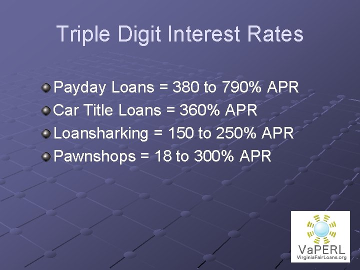 Triple Digit Interest Rates Payday Loans = 380 to 790% APR Car Title Loans