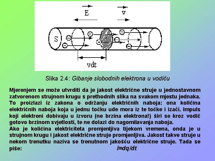 Slika 2. 4: Gibanje slobodnih elektrona u vodiču Mjerenjem se može utvrditi da je