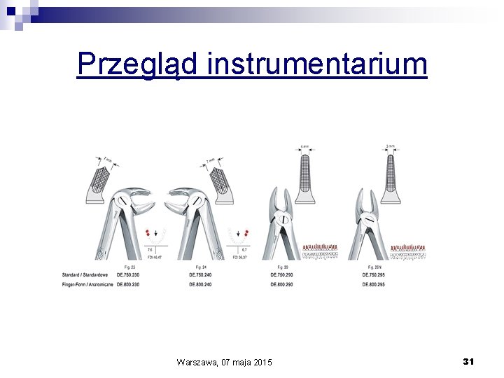 Przegląd instrumentarium Warszawa, 07 maja 2015 31 