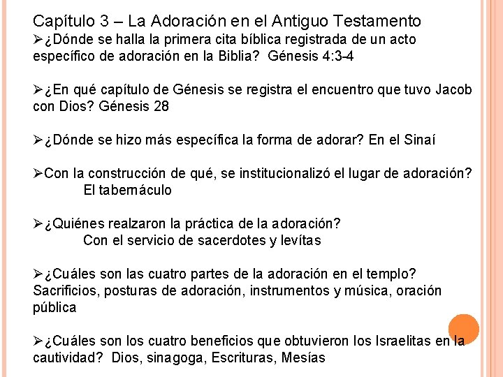 Capítulo 3 – La Adoración en el Antiguo Testamento Ø¿Dónde se halla la primera