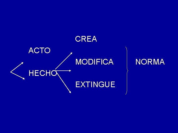 CREA ACTO MODIFICA HECHO EXTINGUE NORMA 