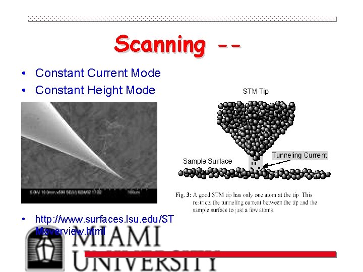 Scanning - • Constant Current Mode • Constant Height Mode • http: //www. surfaces.
