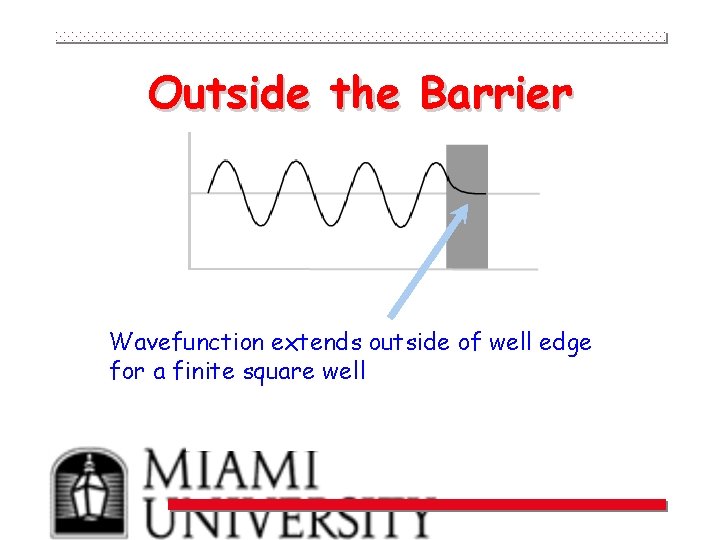 Outside the Barrier Wavefunction extends outside of well edge for a finite square well