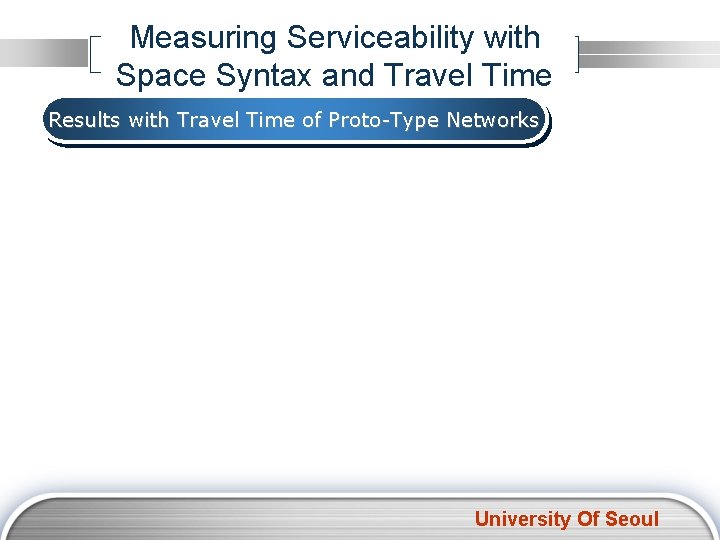 Measuring Serviceability with Space Syntax and Travel Time Results with Travel Time of Proto-Type