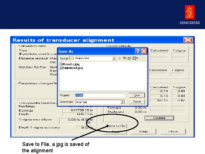 Save to File, a jpg is saved of the alignment 