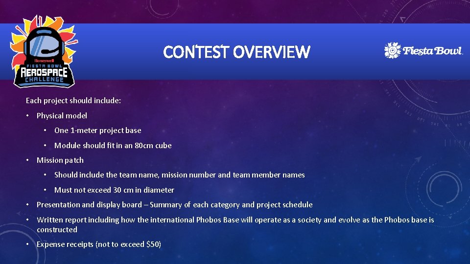 CONTEST OVERVIEW Each project should include: • Physical model • One 1 -meter project