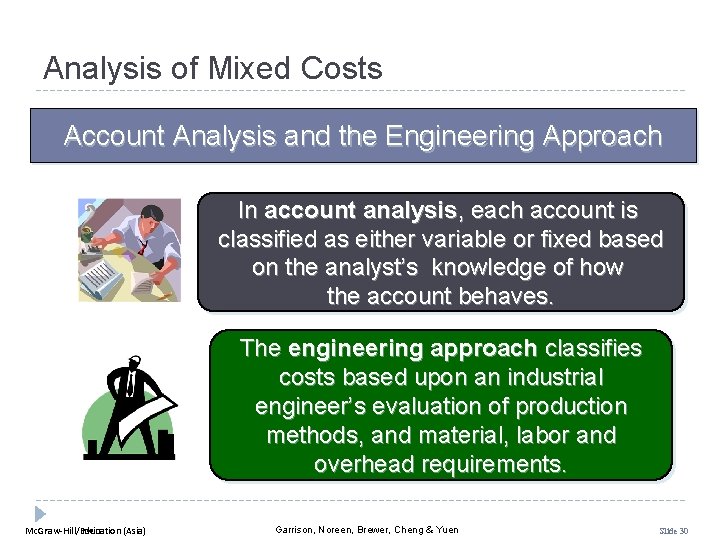 Analysis of Mixed Costs Account Analysis and the Engineering Approach In account analysis, each