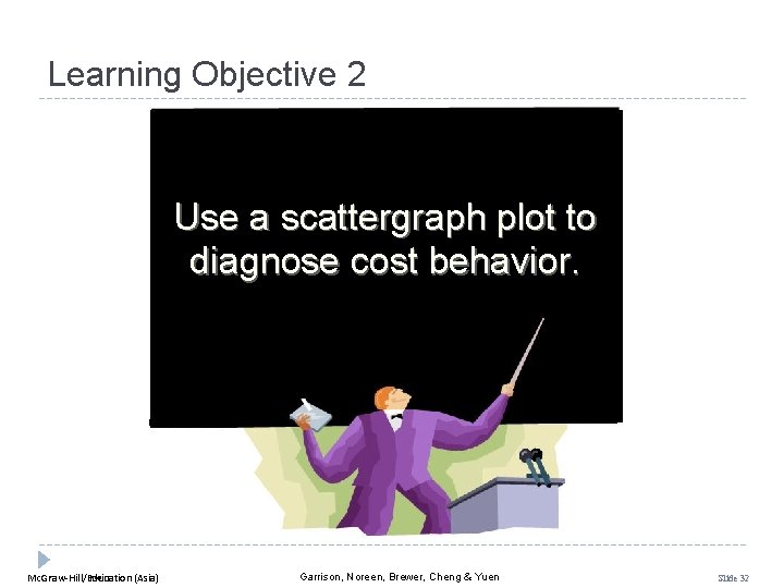 Learning Objective 2 Use a scattergraph plot to diagnose cost behavior. Mc. Graw-Hill Education