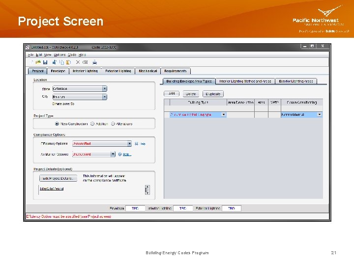 Project Screen Building Energy Codes Program 21 