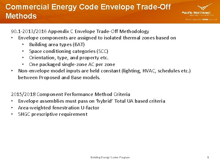 Commercial Energy Code Envelope Trade-Off Methods 90. 1 -2013/2016 Appendix C Envelope Trade-Off Methodology