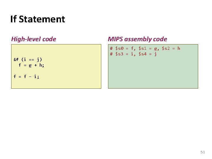 Carnegie Mellon If Statement High-level code MIPS assembly code # $s 0 = f,