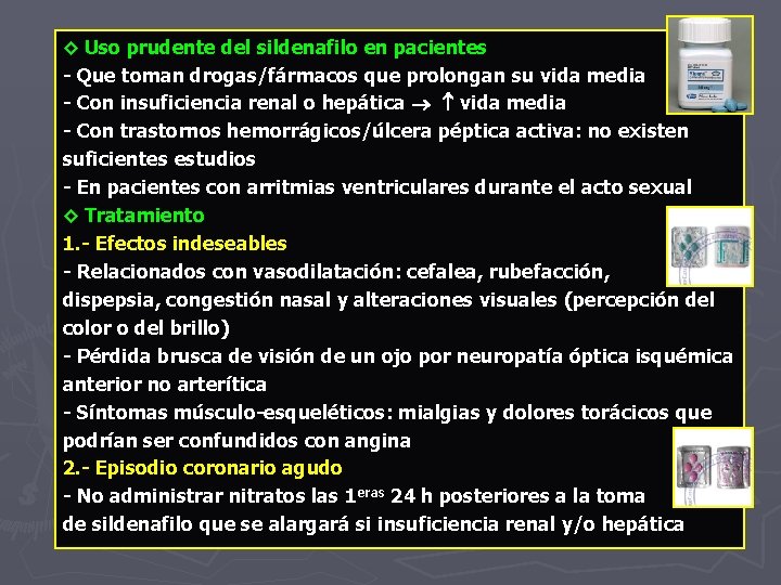 ◊ Uso prudente del sildenafilo en pacientes - Que toman drogas/fármacos que prolongan su