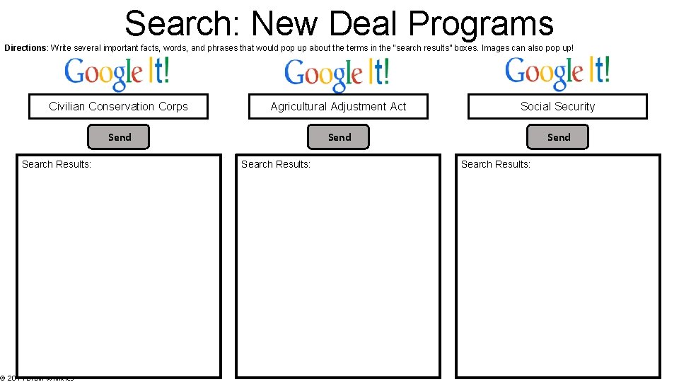 Search: New Deal Programs Directions: Write several important facts, words, and phrases that would